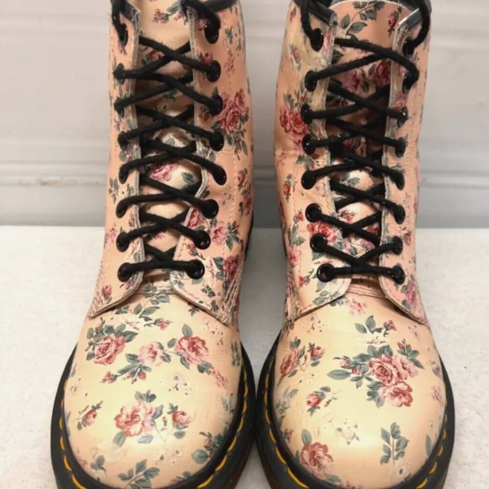 Dr Martens Rose Cream Boots.